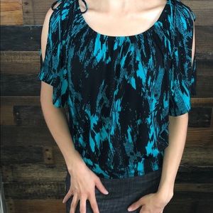 Teal & Black Dressy Top